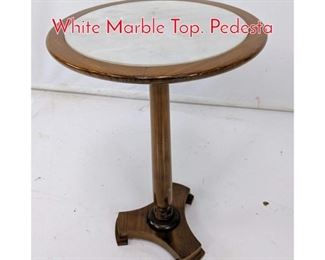 Lot 113 Small Wood Frame Table. Inset White Marble Top. Pedesta