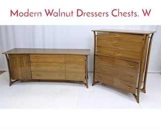 Lot 130 2pc PIET HEIN American Modern Walnut Dressers Chests. W
