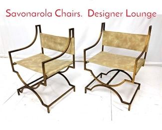 Lot 135 Pr Heavy Gilt Metal Savonarola Chairs. Designer Lounge