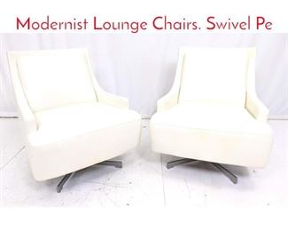 Lot 172 Pr Off White Leather Modernist Lounge Chairs. Swivel Pe
