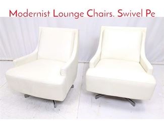 Lot 173 Pr Off White Leather Modernist Lounge Chairs. Swivel Pe