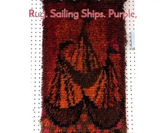 Lot 132 Hanging Shag Wall Tapestry Rug. Sailing Ships. Purple, 