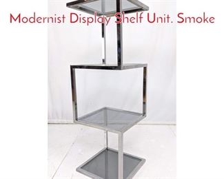Lot 164 Square Chrome Frame Modernist Display Shelf Unit. Smoke