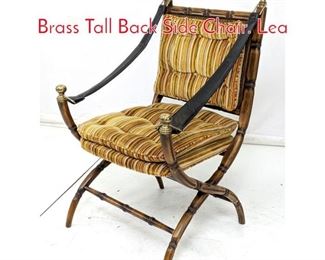 Lot 205 Decorator Faux Rattan  Brass Tall Back Side Chair. Lea