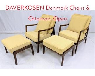 Lot 208 4pc FRANCE  DAVERKOSEN Denmark Chairs  Ottoman. Open 