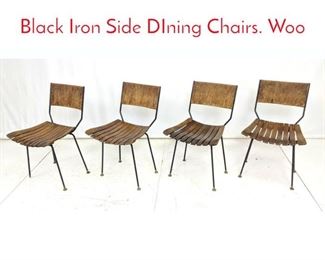 Lot 210 Set 4 ARTHUR UMANOFF Black Iron Side DIning Chairs. Woo
