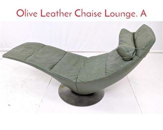 Lot 217 NATUZZI Swivel Modernist Olive Leather Chaise Lounge. A