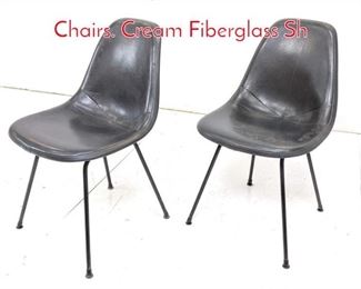 Lot 218 Pr Gray Charles Eames Shell Chairs. Cream Fiberglass Sh