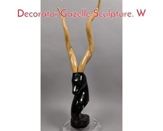 Lot 233 Lacquered Wood Modernist Decorator Gazelle Sculpture. W