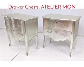 Lot 250 Pr Decorator Silver Gilt Two Drawer Chests. ATELIER MON