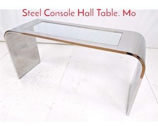 Lot 254 BRUETON Polished Stainless Steel Console Hall Table. Mo