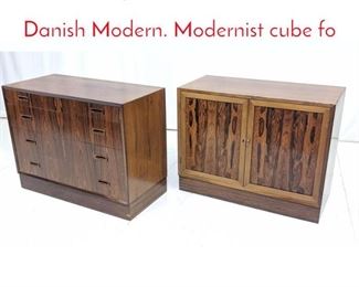 Lot 258 2pc Rosewood Cabinets. Danish Modern. Modernist cube fo