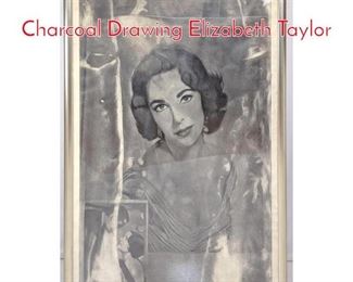 Lot 263 STEVEN HIDE Signed XL Charcoal Drawing Elizabeth Taylor