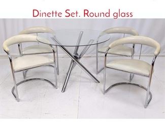 Lot 266 5pc Chrome Glass Thonet style Dinette Set. Round glass 