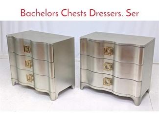 Lot 272 Pr BERNHARDT Silver Leaf Bachelors Chests Dressers. Ser