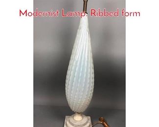 Lot 274 Tall Murano Art Glass Table Modernist Lamp. Ribbed form