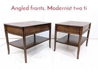 Lot 281 Pr WIDDICOMB End Table. Angled fronts. Modernist two ti