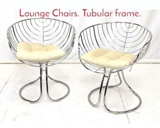 Lot 285 Pr Chrome Frame Modernist Lounge Chairs. Tubular frame.