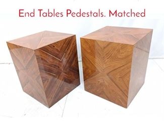 Lot 288 Pr Lacquered Wood Square End Tables Pedestals. Matched 