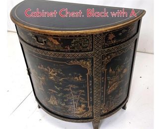 Lot 292 Decorator Demi Lune Painted Cabinet Chest. Black with A