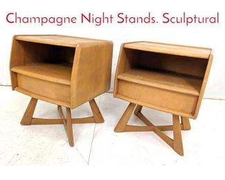 Lot 298 Pr HEYWOOD WAKEFIELD Champagne Night Stands. Sculptural