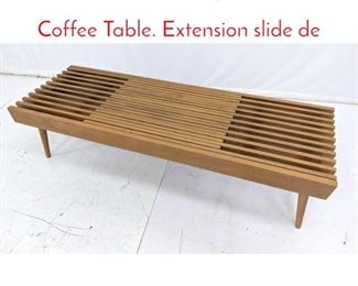 Lot 299 Mid Century Slat Bench Coffee Table. Extension slide de