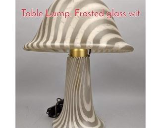 Lot 236 Murano Art Glass Mushroom Table Lamp. Frosted glass wit