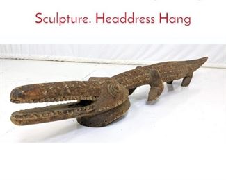 Lot 242 Carved Wood Alligator Figural Sculpture. Headdress Hang
