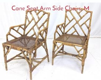 Lot 324 English Chippendale Rattan Cane Seat Arm Side Chairs. M
