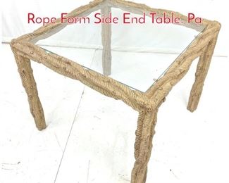 Lot 325 Faux Bois Square Glass Top Rope Form Side End Table. Pa