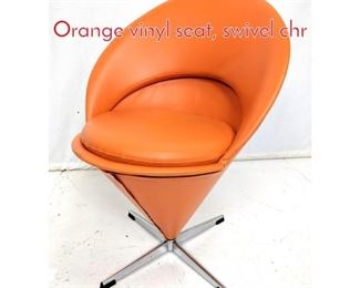 Lot 336 Verner Panton Cone Chair. Orange vinyl seat, swivel chr