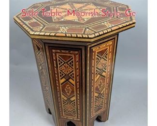Lot 344 Vintage Multi Wood Inlaid Side Table. Moorish Style. Ge