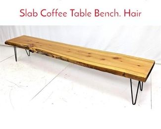 Lot 362 Large Modernist Live Edge Slab Coffee Table Bench. Hair
