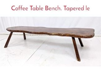 Lot 366 Modernist Free Edge Slab Coffee Table Bench. Tapered le