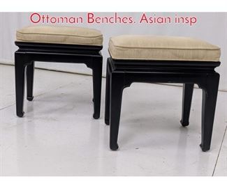 Lot 373 Pr Decorator Black Ebonized Ottoman Benches. Asian insp