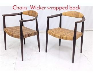 Lot 374 Hans Wegner Attributed Arm Chairs. Wicker wrapped back