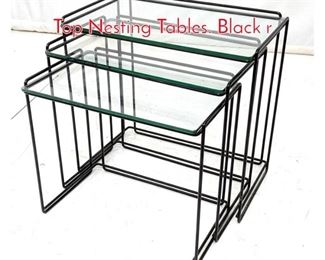 Lot 396 Modernist Black Metal Glass Top Nesting Tables. Black r