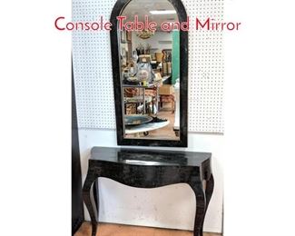 Lot 397 2pc Maitland Smith style Black Console Table and Mirror