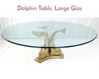 Lot 417 Large Decorator Brass Serpent Dolphin Table. Large Glas