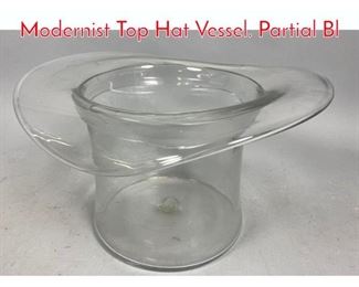 Lot 152 BLENKO Clear Glass Modernist Top Hat Vessel. Partial Bl