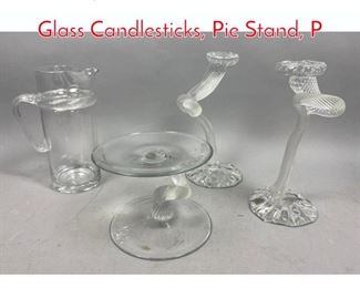 Lot 181 4pc LEON APPLEBAUM Art Glass Candlesticks, Pie Stand, P