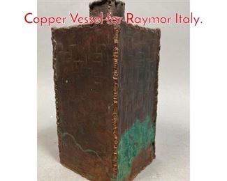 Lot 186 7 inch MARCELLO FANTONI Copper Vessel for Raymor Italy.