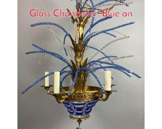 Lot 197 Decorator Gold Gilt Brass and Glass Chandelier. Blue an