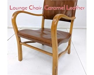 Lot 321 Mid Century Bentwood Arm Lounge Chair. Caramel Leather 
