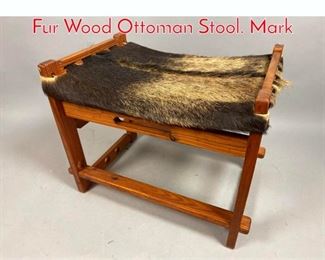Lot 333 Dutch Handmade Animal Pelt Fur Wood Ottoman Stool. Mark