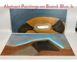 Lot 382 2pc EUGENI TORRENS Abstract Paintings on Board. Blue, b