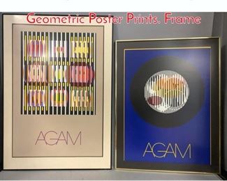 Lot 385 2pc AGAM Abstract Op Art Geometric Poster Prints. Frame
