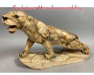Lot 395 Carved Marble Tiger Table Sculpture. Heavily carved fig