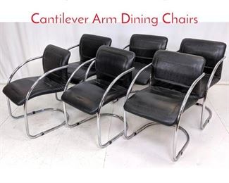 Lot 425 6pc Modernist Vinyl Chrome Cantilever Arm Dining Chairs