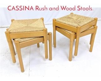 Lot 427 4pc VICO MAGISTRETTI for CASSINA Rush and Wood Stools. 